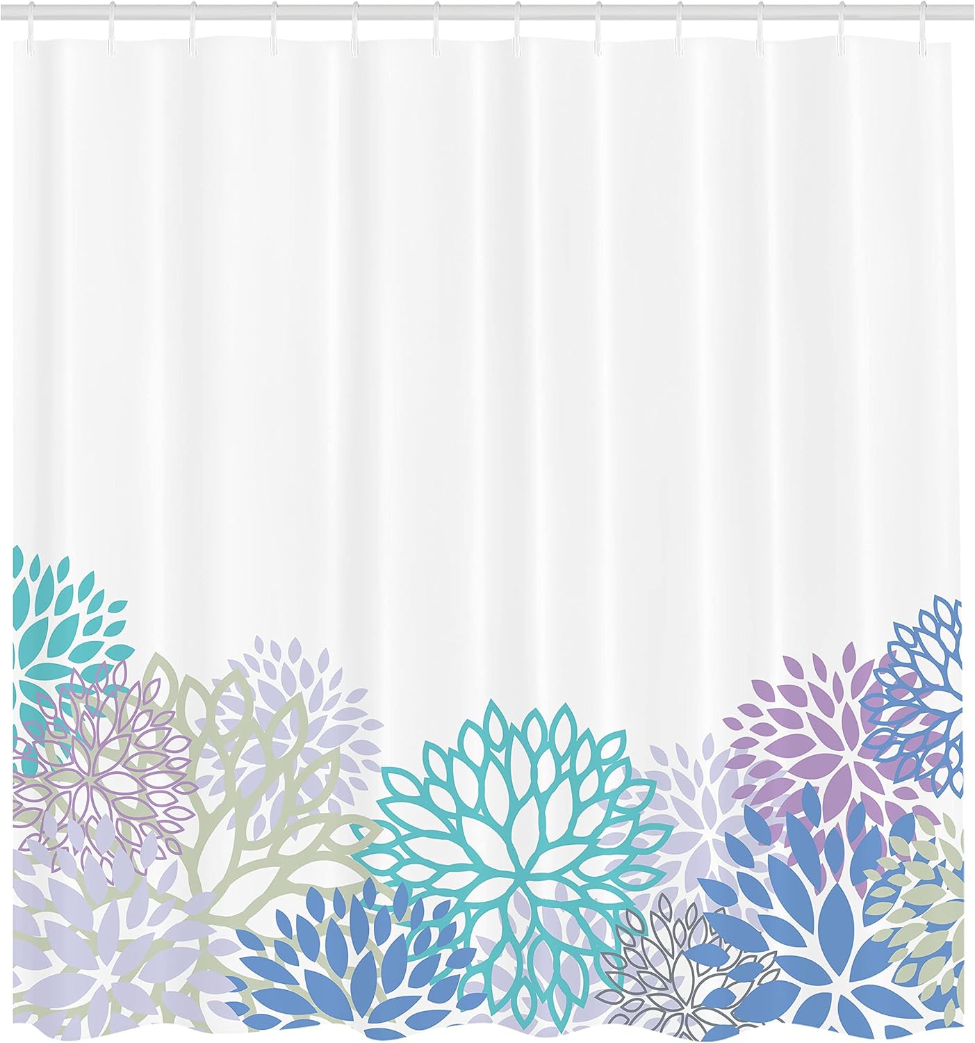 Ambesonne Dahlia Flower Shower Curtain, Floral Abstract Backdrop with Flourishing Curving Petals Summer Season, Cloth Fabric Bathroom Decor Set with Hooks, 69" W x 84" L, Lilac Blue