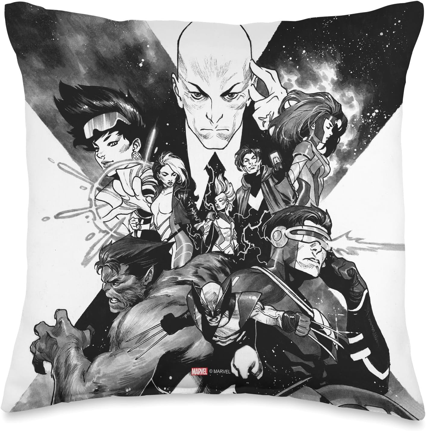 Marvel X-Men Mutant Super Heroes Black and White Throw Pillow