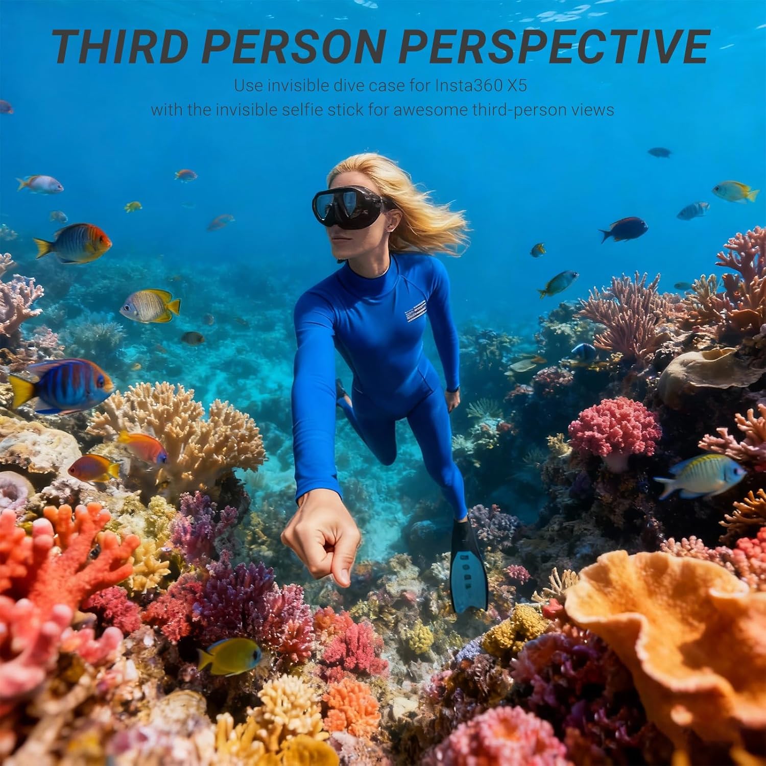 Insta 360 X5 Invisible Dive Case Pro, Waterproof Up to 50m (164ft) Splash Prevention Housing, Underwater Dive Protective Shell for Insta360 X5 with Bracket Accessories