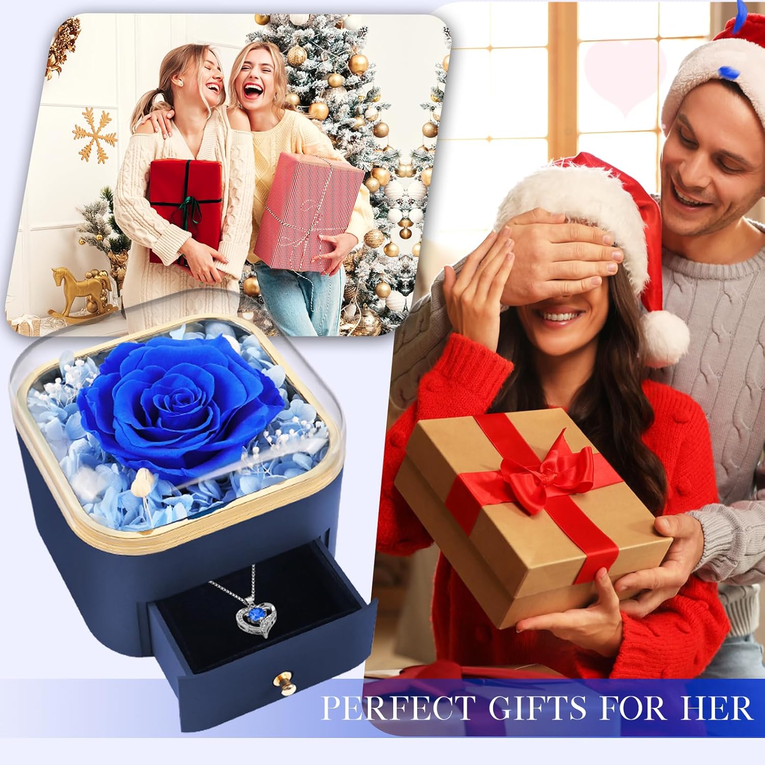 Beferr Valentines Day Gifts for Her Preserved Real Rose with Necklace Eternal Roses Forever Flowers for Delivery Prime Mothers Anniversary Birthday Gifts for Women Mom Grandma Wife Daughter Girlfriend - Image 7