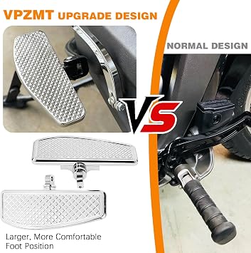 Chrome Rear Passenger Foot Pegs Floorboards Floor Boards for Harley Touring | Fits Road Glide Road King Electra Glide Street Glide Heritage Softail Fat Boy Street Bob Low Rider ST Dyna
