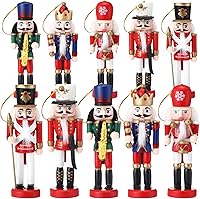 Vista 11 de Jetec 10 piezas de adornos de cascanueces de Navidad, adornos colgantes de madera, figuras de cascanueces de 5 pulgadas de altura, decoraciones
