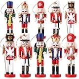 Jetec 10 Pcs Christmas Nutcracker Ornaments Wooden Hanging Decorations 5 Inch Tall Nutcracker Figures Christmas Decorations(Saxophone Style)