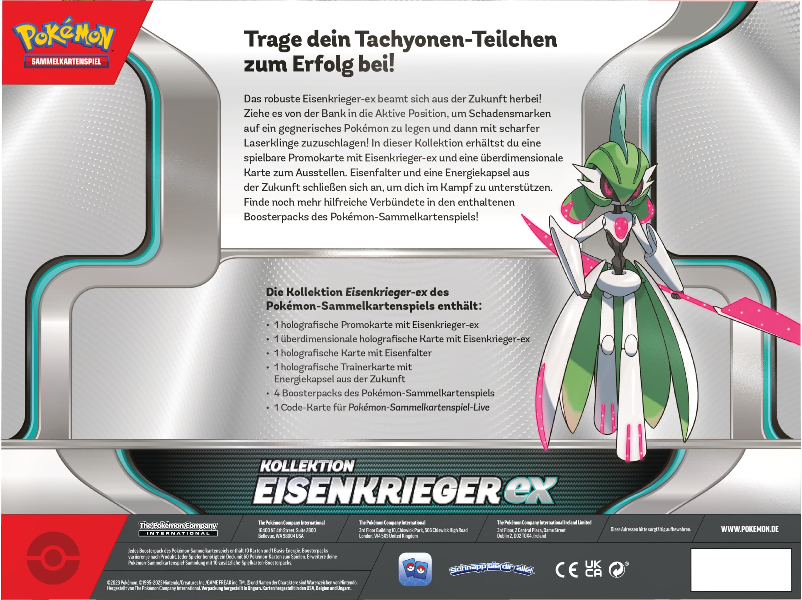 Pokémon-Sammelkartenspiel: Kollektion Eisenkrieger-ex (1 holografische Promokarte, 1 überdimensionale holografische Karte & 4 Boosterpacks)