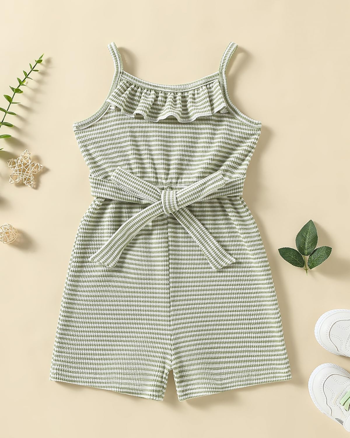 ChuYuKu Baby Girl Summer Outfit Sleeveless Spaghetti Strap Button Rompers Party Beach Jumpsuit