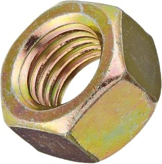 Steel Hex Nut, Zinc Yellow-Chromate Plated, Class 10, DIN 934, Metric, M10-1.5 Thread Size, 17 mm Width Across Flats, 8 mm Thick (Pack of 50)