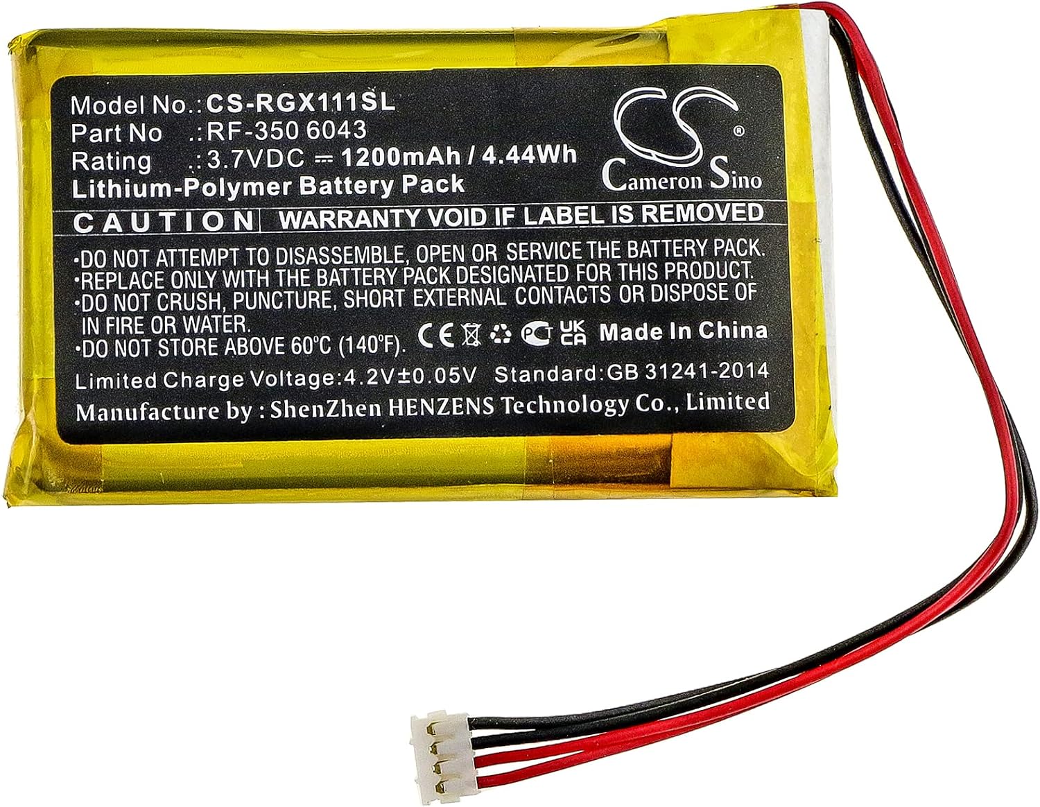 Cameron Sino Battery for Renkforce GX-111 PN:Renkforce RF-350 6043 1200mAh / 4.44Wh