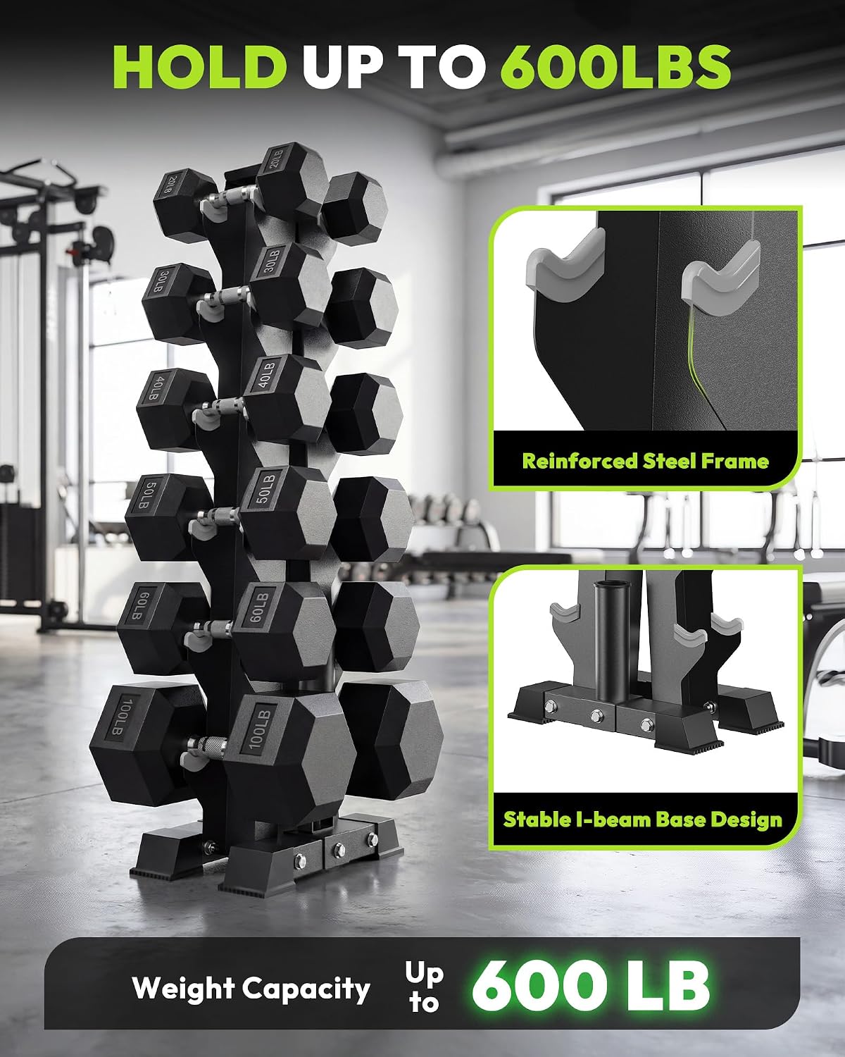 HANDBODE Dumbbell Rack A Frame Weight Rack Stand Dumbbell Weight Storage for Home Gym, Space-Saving Weight Stand for Home Gym