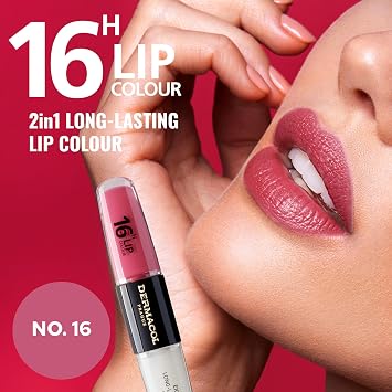 Dermacol 16-Hour Lip Color, Two-Phase Kissproof Lip Stain & Gloss, No.16