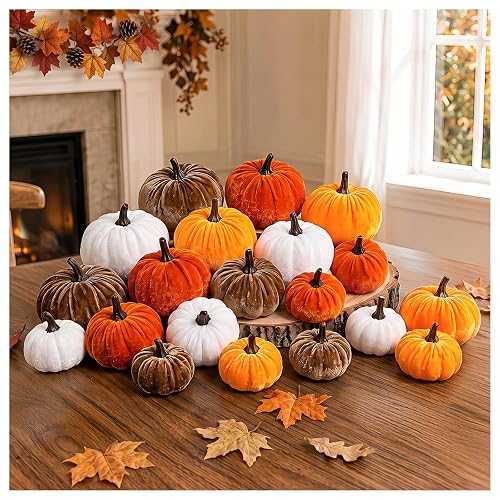 OLANRUN Fall Pumpkin Decor, 20 PCS Fall Decorations for Home