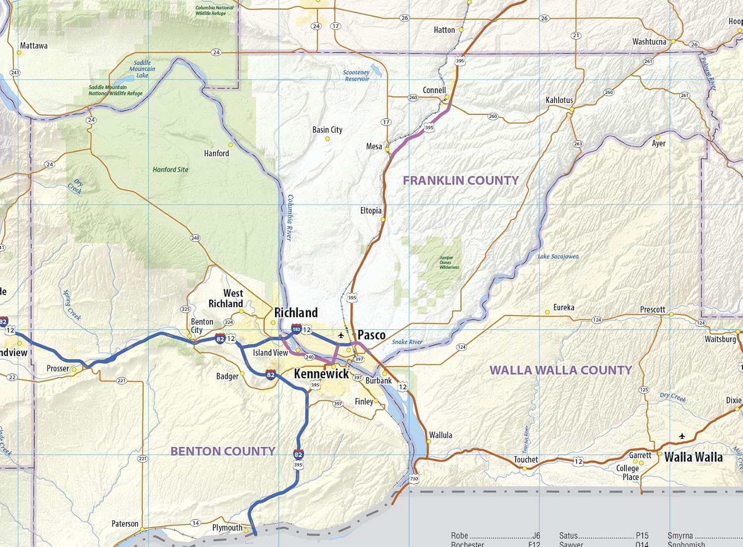Washington State Laminated Wall Map (44” Wide x 29” high)