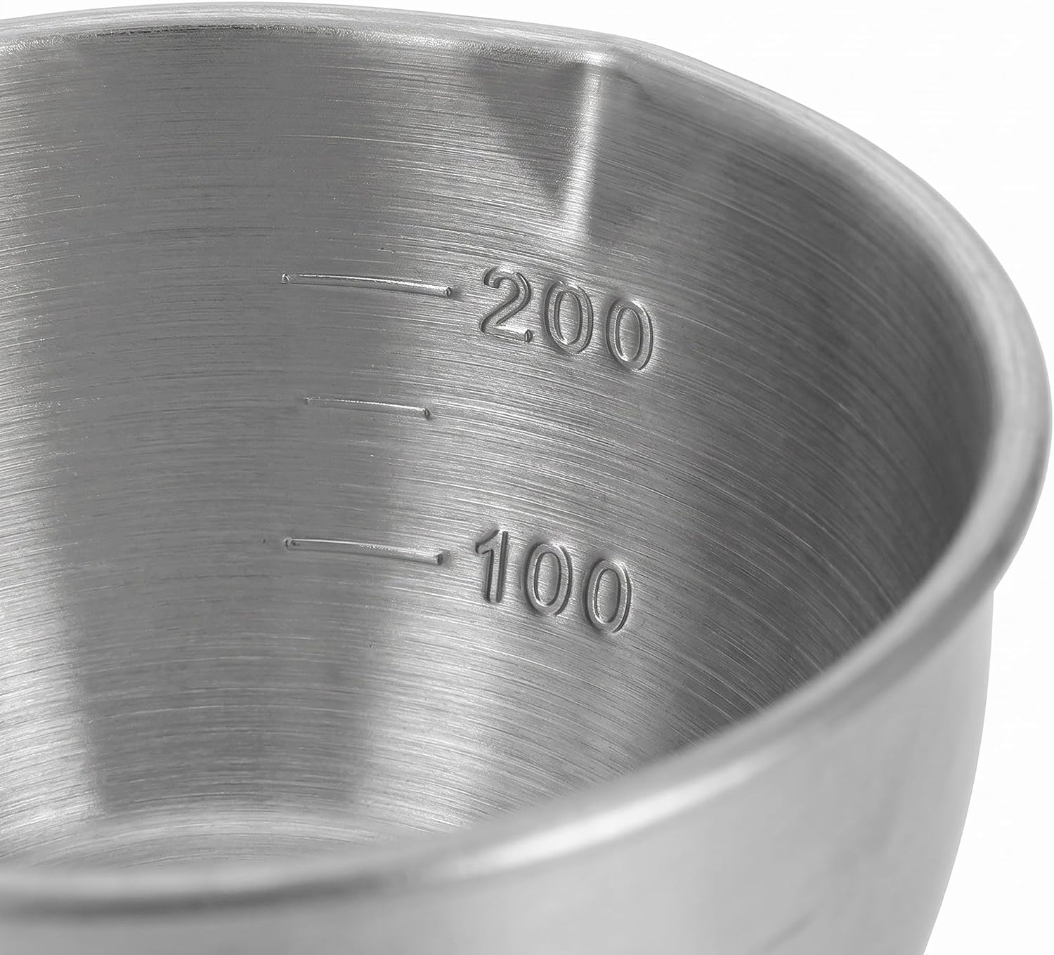 Operitacx 2pcs Stainless Steel Mixing Bowls, Measuring Cup with Pour Spout and Handle, 200ml Graduated Metal Food Prep Container for Rice, Egg Beating Batter