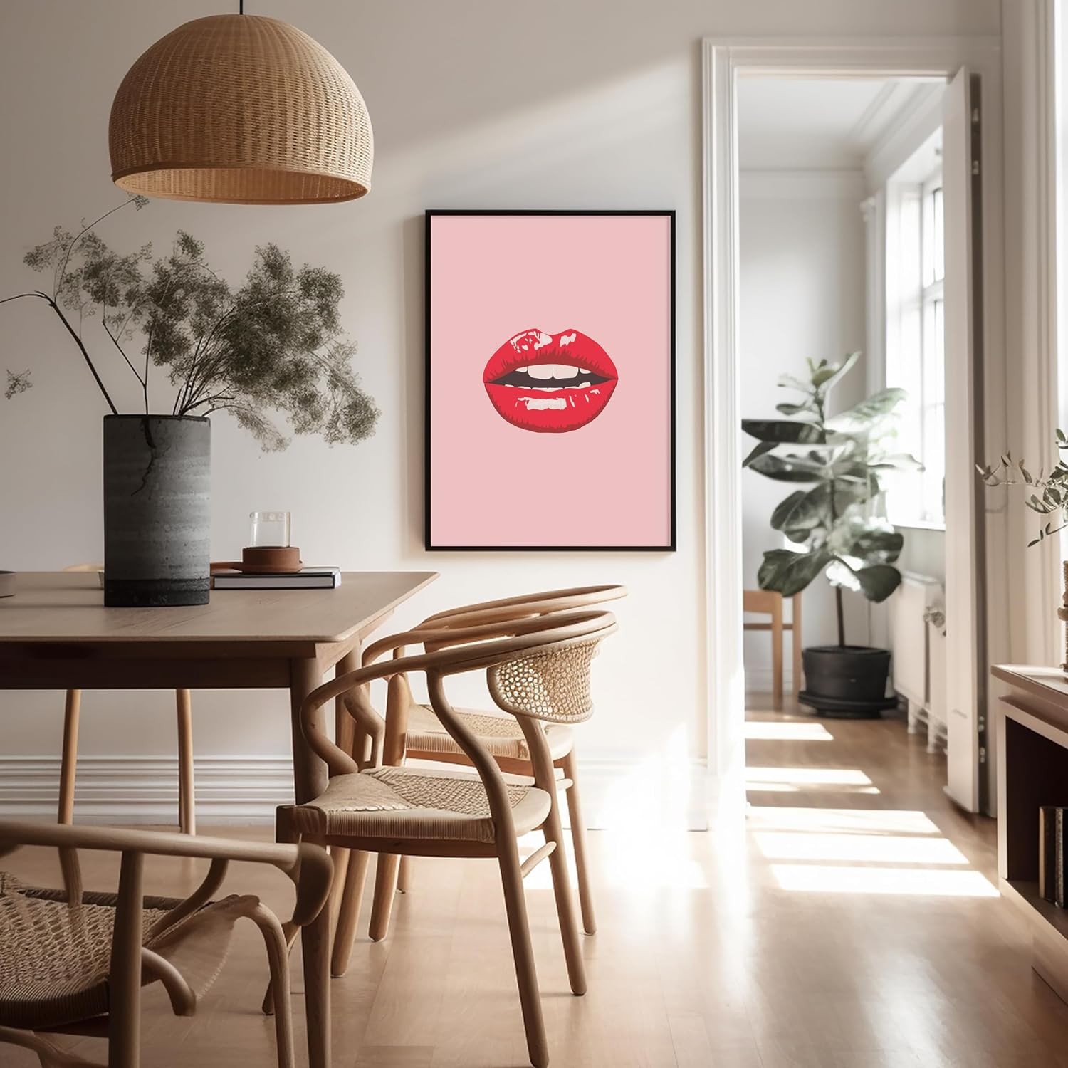 Poster Master Lips Poster - Red Lips Print - Pink Fashion Pop Art - Gift for Her, Women, Fashionista - Trendy Wall Decor for Home, Office, Living Room, Bedroom - 8x10 UNFRAMED Wall Art