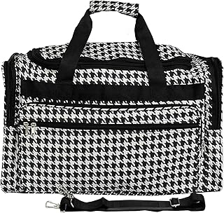 World Traveler 81T16-606B/W Duffle Bag, One Size, Black Trim Houndstooth