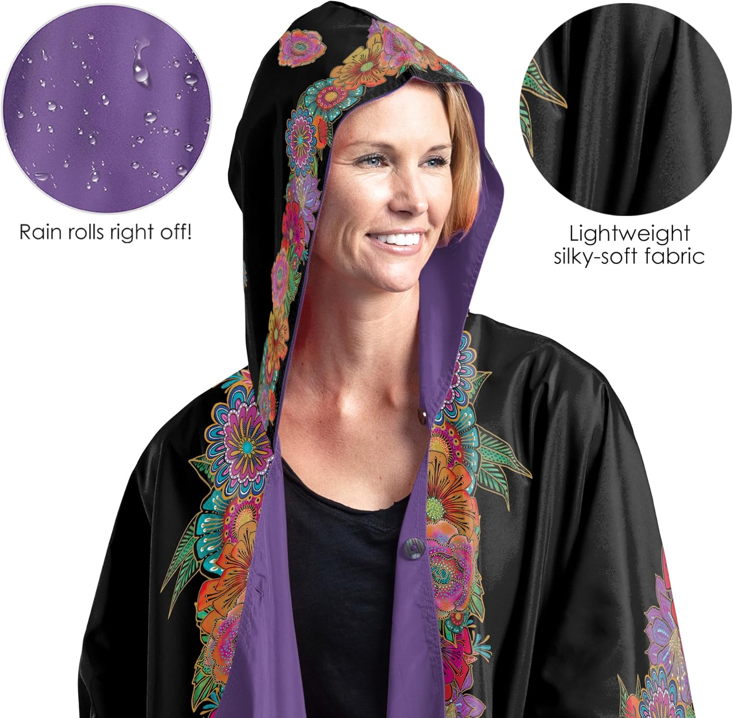 RainCaperLaurel Burch Womens Rain Cape Poncho with Hood - Reversible
