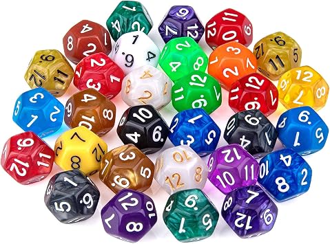 30 PCS 12 Sided Dice Set, D12 Polyhedral Dice Assortment 22 Colors | D12 Polyhedral Dice Set With Velvet Storage Bag. Colorful 12 Sided Dice For Classroom Learning, RPG And Tabletop Games.