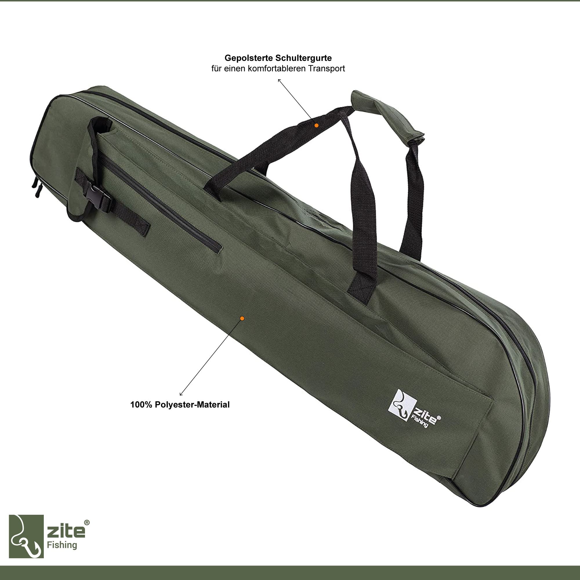 Zite Fishing Angelset Forelle / 2 Teleskop-Ruten 240cm / 2 Forellen-Rollen Bespult / 1 Rutentasche Angeln 100cm / 1 Angel-Kescher Gummiert 160cm