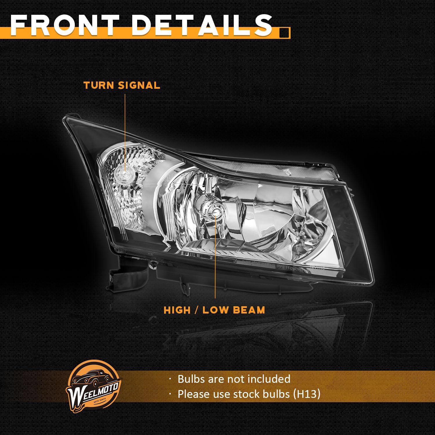 WEELMOTO Automotive Headlight Assemblies for 2011-2015 Chevy Cruze Diesel/2015 Cruze L Headlights Assembly Headlamp Replacement for 11-15 Cruze/16 Right Passenger Side