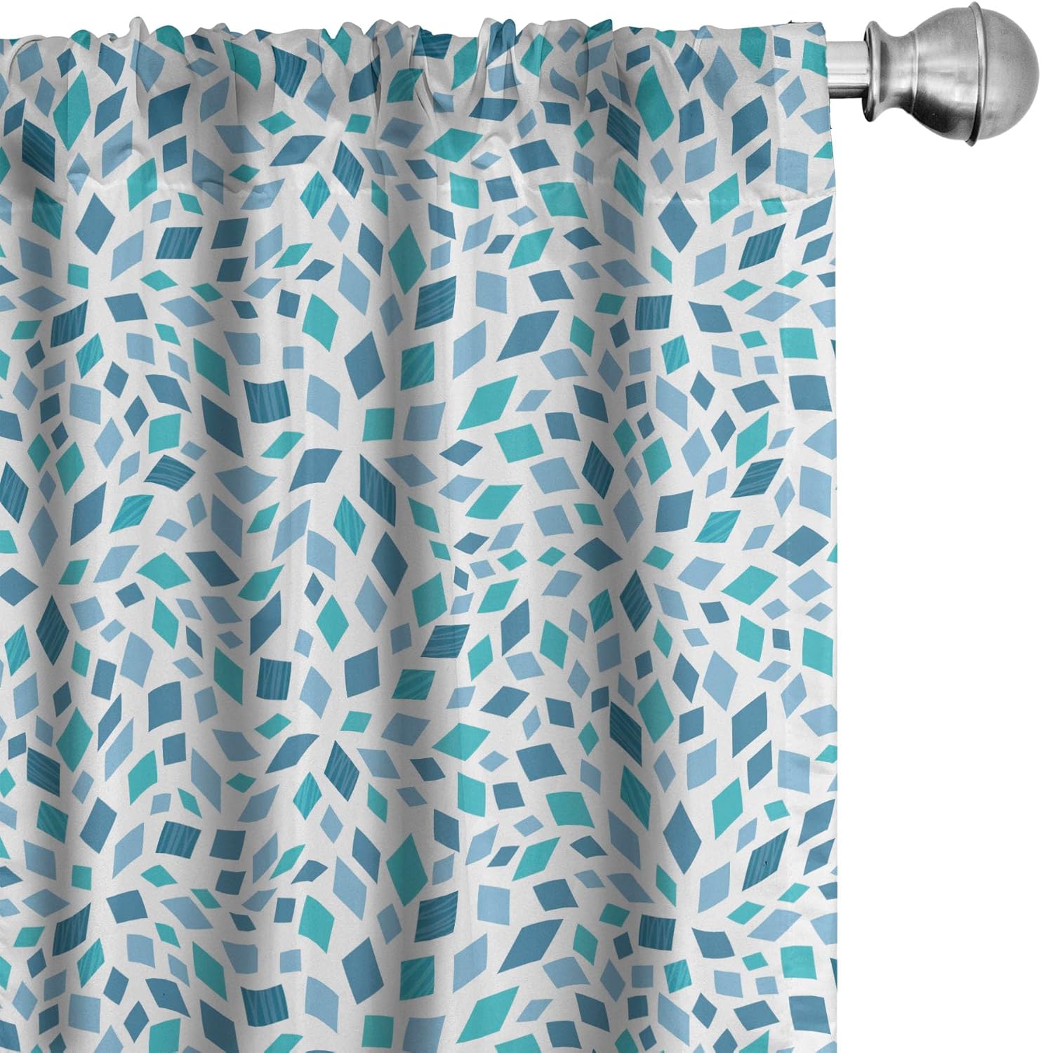 Ambesonne Teal Window Curtains, Abstract Style Scattered Mosaic Shapes in Blue Tones Rhombus, Lightweight Decor 2-Panel Set with Rod Pocket, Pair of - 28" x 95", Blue Turquoise