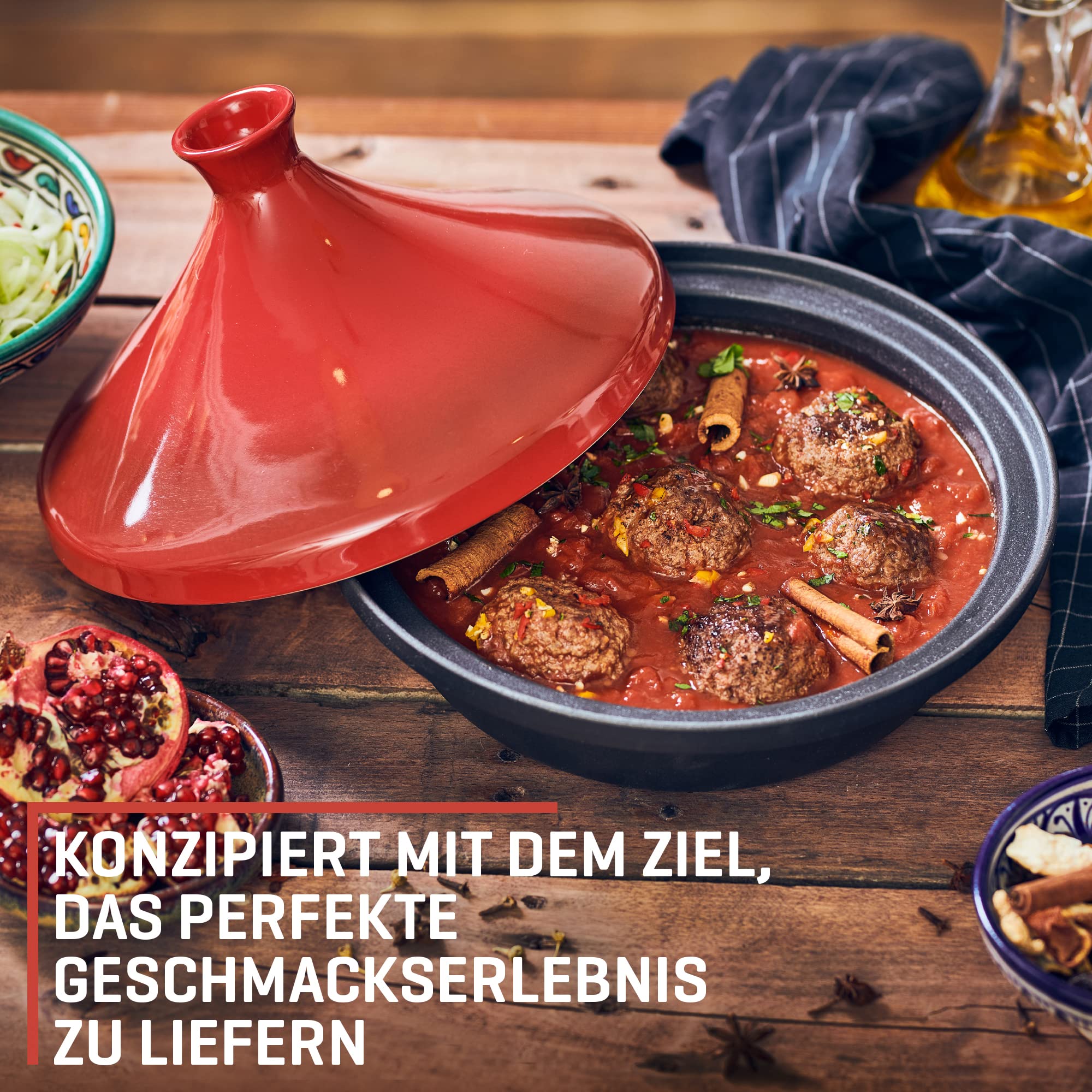 Uno Casa Marokkanische Tajine-Auflaufform – Topf aus Gusseisen, 3,5 l, mit emailliertem Gusseisenboden und kegelförmigem Deckel