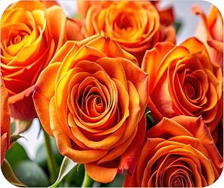 Rose Flower Love Mouse Pad Mat Mousepad for Desk Computer Laptop PC Gaming Home or Office Gift Valentine's for Her Roses (Orange MP81)