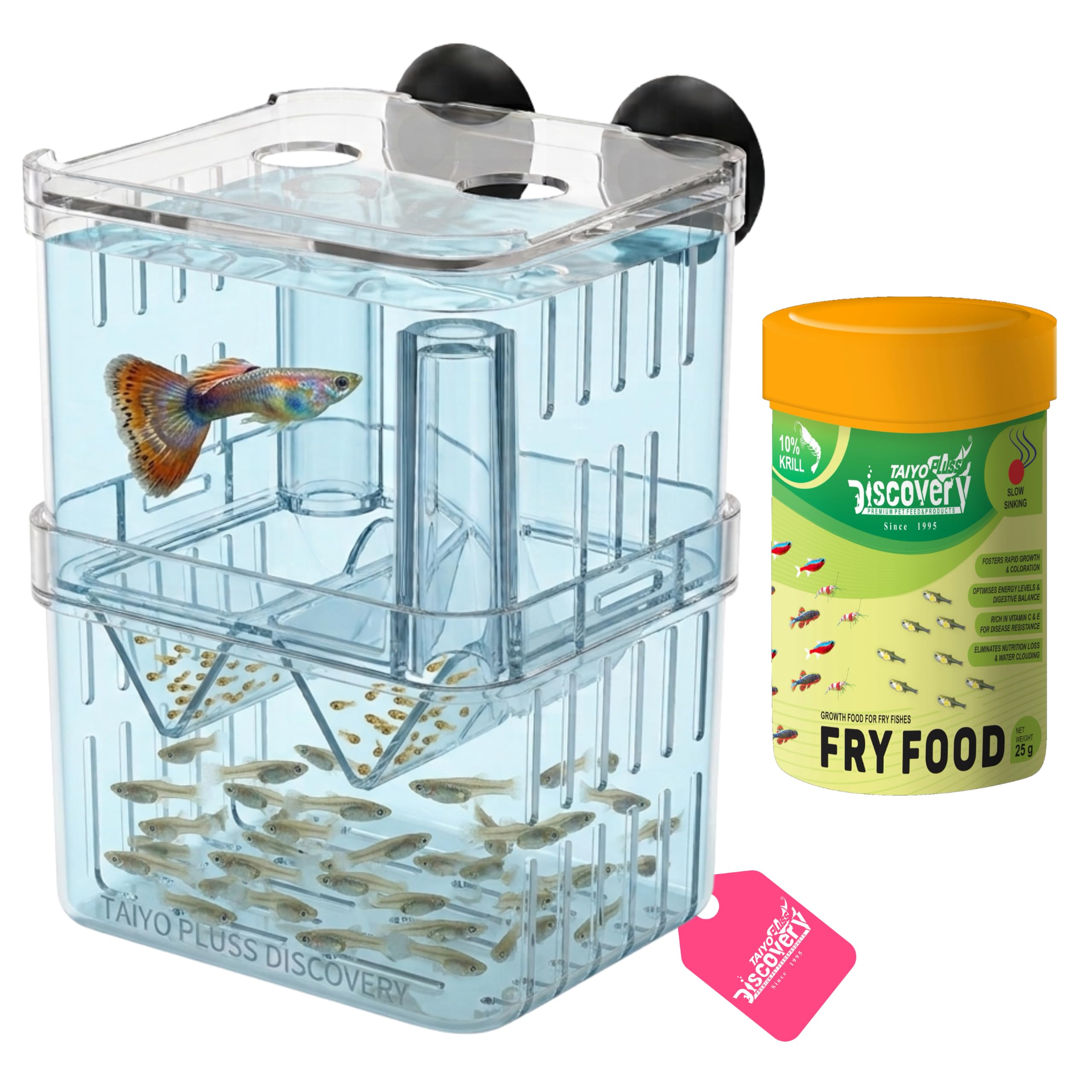 Taiyo Pluss Discovery Aquarium Breeding & Isolation Box + Free Fry Fish Food (25 g) | Breeder Box with Dual Chamber Design | Fry Protection, Incubator & Acclimation | For Guppies, Tetra & Other Fishes-picture-36