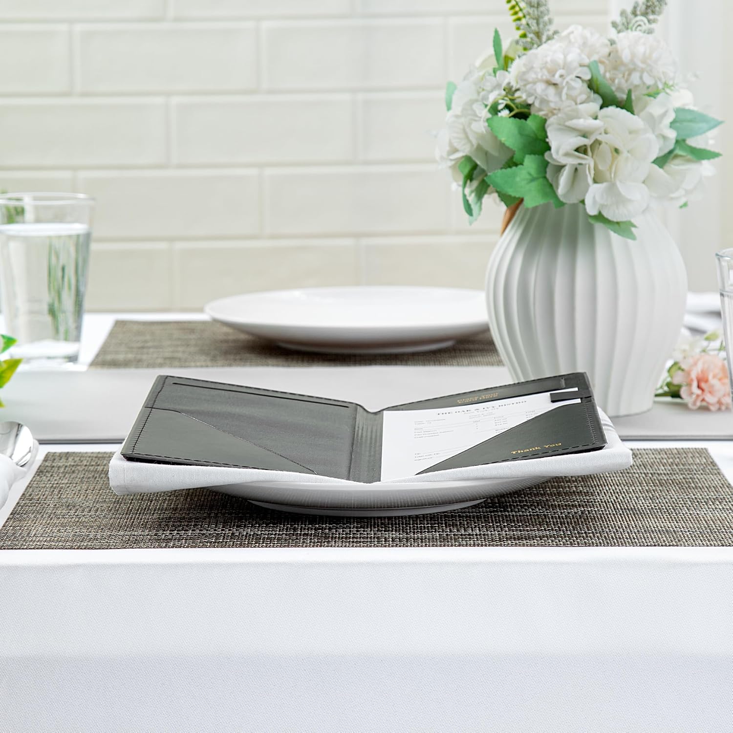 Restaurantware Black Vinyl Guest Check Presenter Server Book, 48 Pack