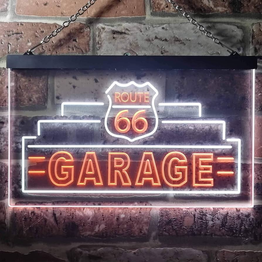Amazon | Route 66 Garage Dual Color LED看板 ネオンプレート