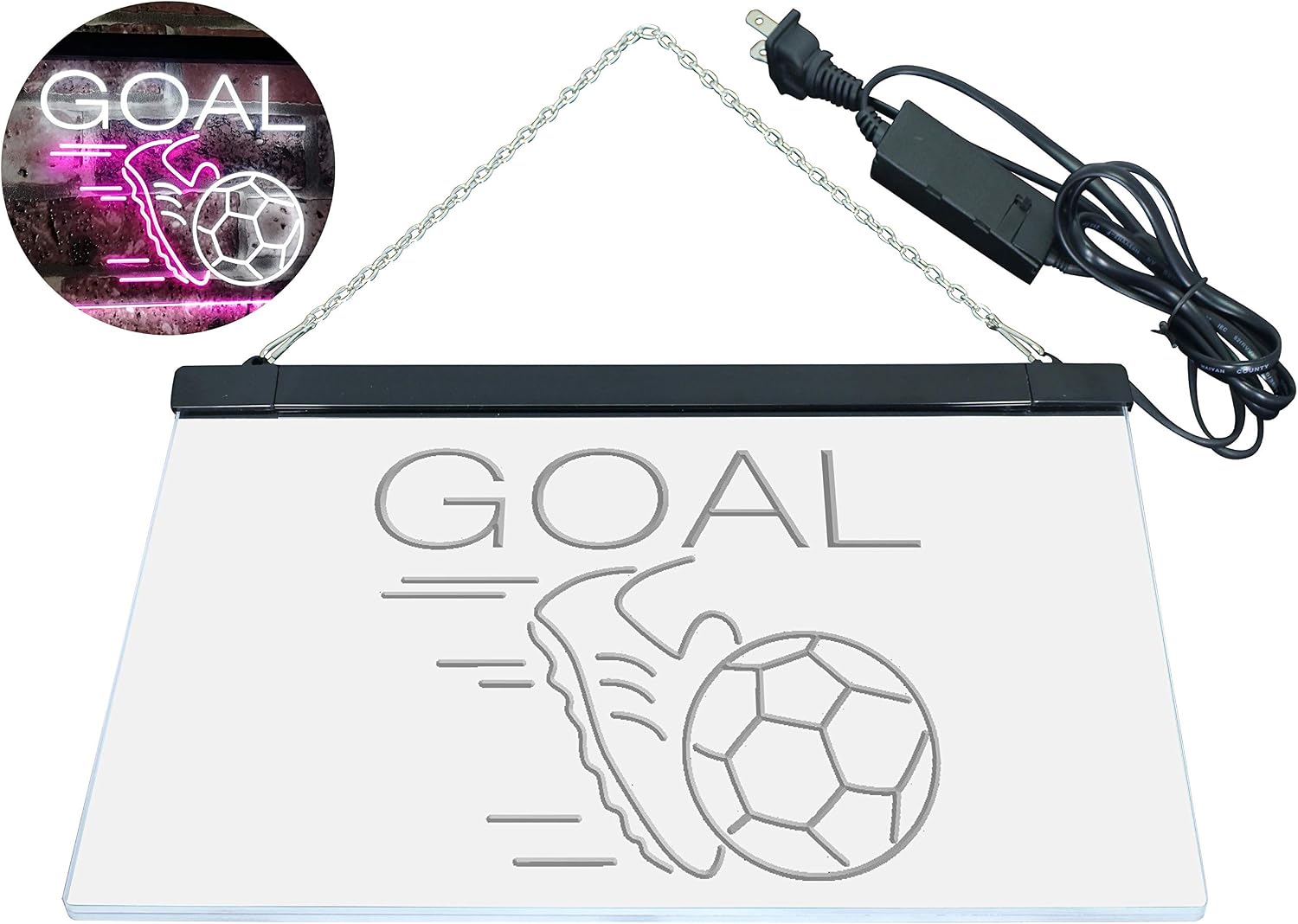 ADVPRO Soccer Goal Football Bar Man Cave Dual Color LED Neon Sign White & Purple 12" x 8.5" st6s32-i2583-wp