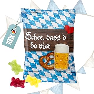 Oktoberfest Gummibärchen, 100er Set: Mini Fruchtgummi-Tüten Bayern, Bayerische D