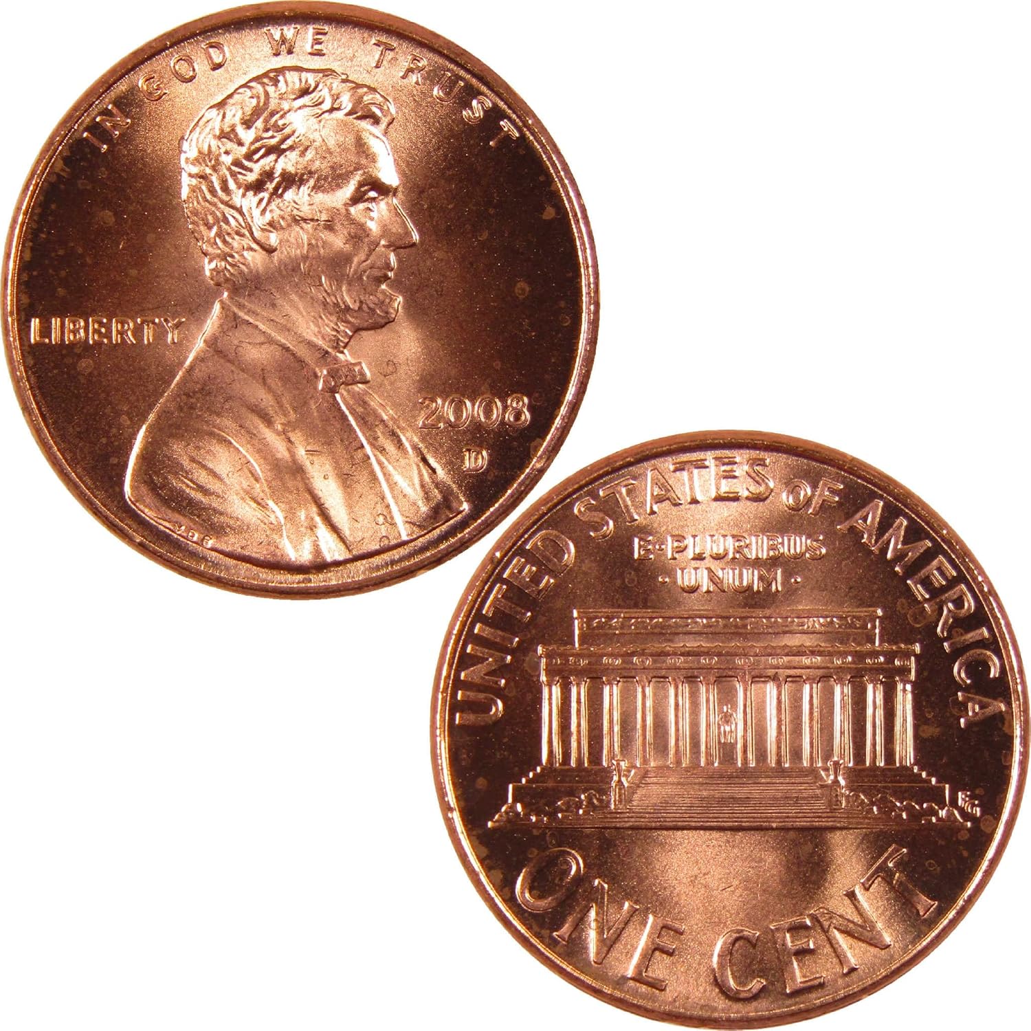 2008 D Lincoln Memorial Cent BU Uncirculated Penny 1c Coin