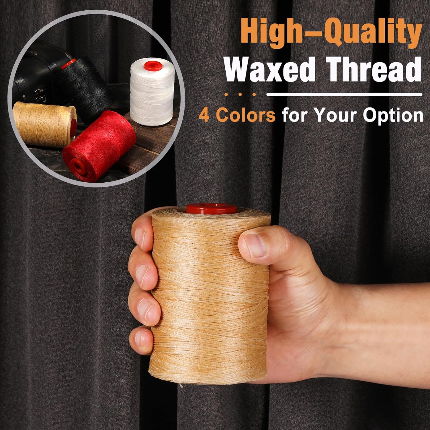BUTUZE Waxed Thread, 550Yards Leather Thread for Hand Sewing, Waxed Linen Thread Flat Wax Thread for Leather Sewing, Strong Waxed Linen Thread for Book Binding, Sewing Shoes, Leather Craft, 500M