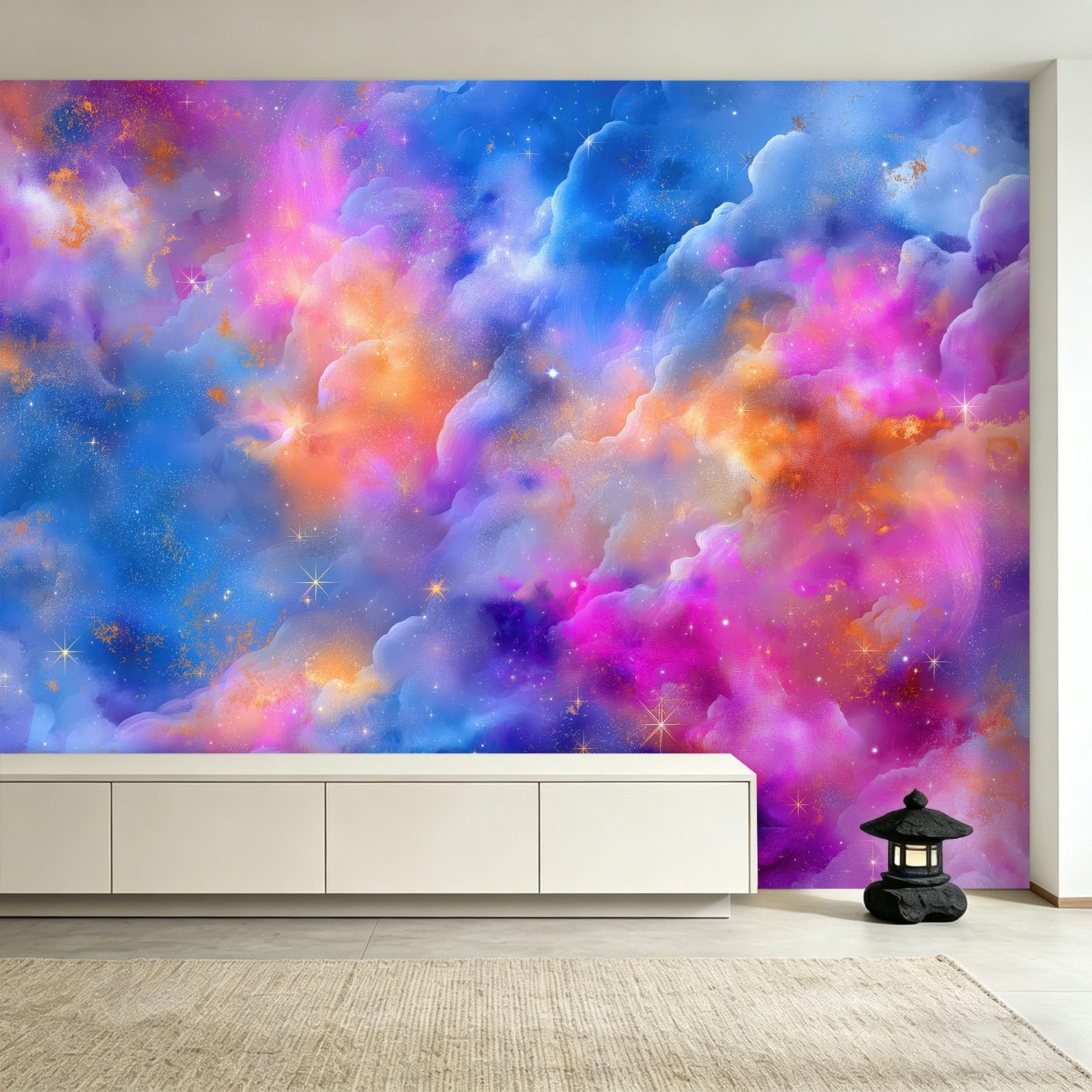 Fototapeta z flizeliny, fantazja, gwiaździste niebo, wszechświat, kosmos, 250 x 175 cm, tapeta z włókniny, chmura mgły, mgła, galaktyka, tapeta ścienna – do salonu, sypialni, korytarza, plakat