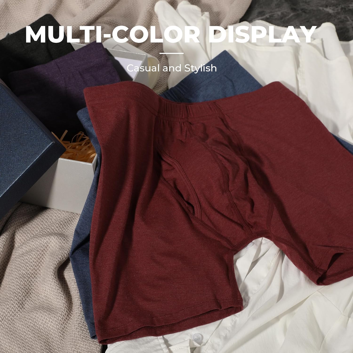 BAMBOO COOL Men's Ultra ComfortSoft Underwear, Moisture Wicking & Breathable No Ride Up Boxer Briefs with Fly, Multipack - Image 6