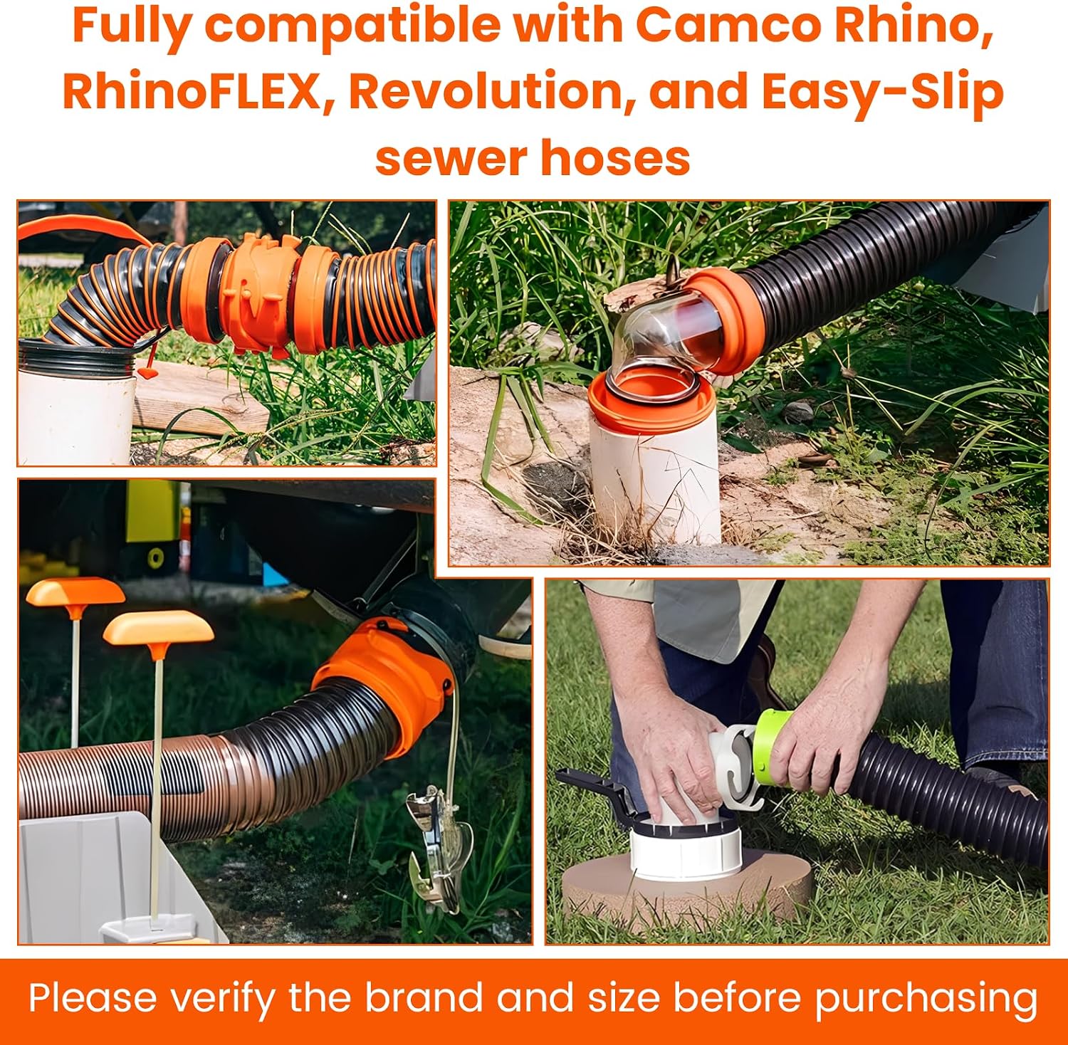 for Camco RV Sewer Hose Gaskets 39834 - Gaskets for RV Sewer Fittings to Ensure an Odor Tight Seal, Bayonet and 4-in-1 Replacement Gaskets for Camco, RhinoFLEX, Revolution - 8Pcs