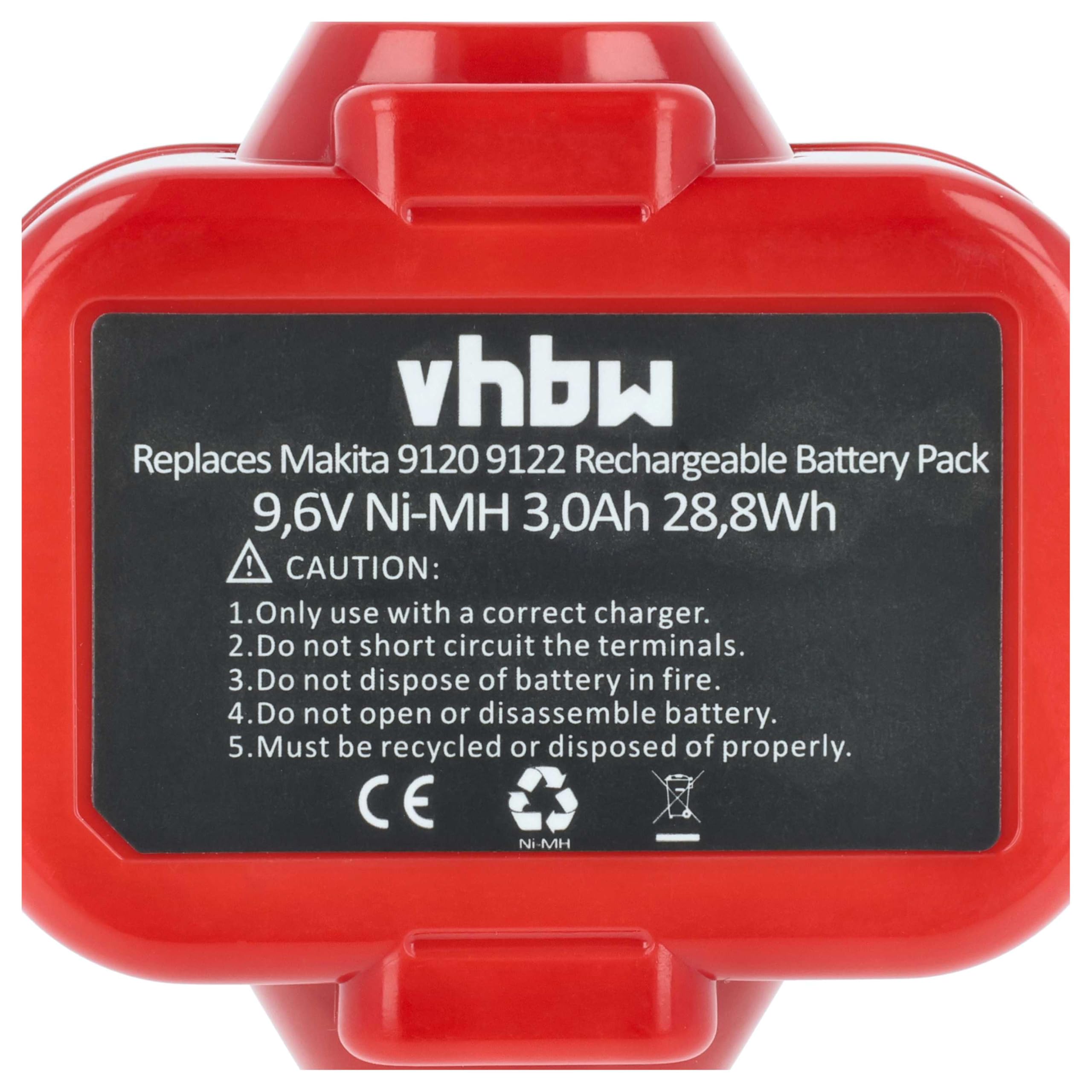 vhbw 3x batteria compatibile con Makita 6796FD, 6797D, 6791DW, 6792DW, 6706DWA, 6791D, 6793D, 6794D, 6796D utensile elettrico (3000 mAh, NiMH, 9,6 V)