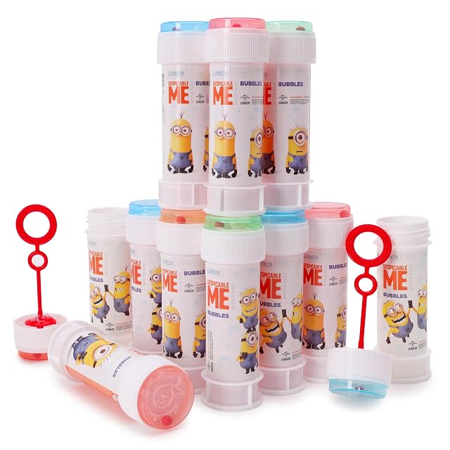 Foto 6 de 8 de Toyland® Pack de 12 Minion Botes de Burbujas con Varitas, Solución de 60ml y Tapa de Laberinto Novedosa
