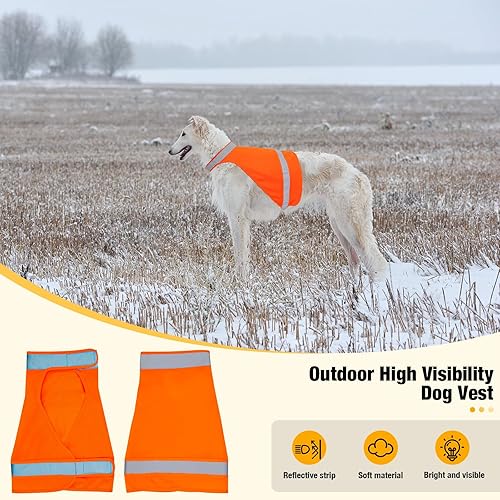 Miniatura 7 de Chaleco reflectante para perro de 2 piezas para caza, chaleco de seguridad para perro naranja brillante de alta visibilidad, chaqueta reflectante