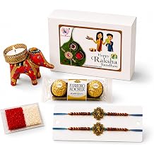 LoveNspire Designer Rakhi Gift Hamper for Brother &amp; Bhabhi (2 Pcs) &ndash; Handmade Raksha Bandhan Bracelets with Chocolates &amp; Roli Chawal for Good Luck &amp; Protection Hamper 2