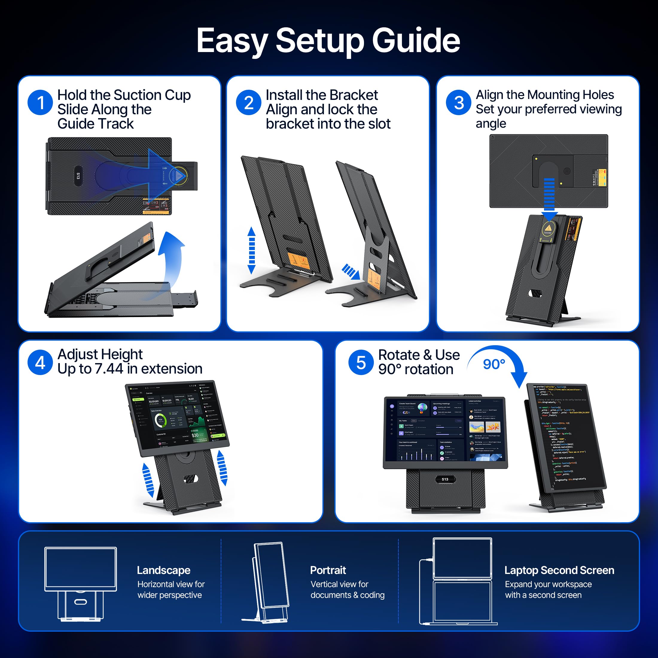 Laptop Screen Extender 15.6", 5 Modes & Detachable Slim Portable Monitor view 9