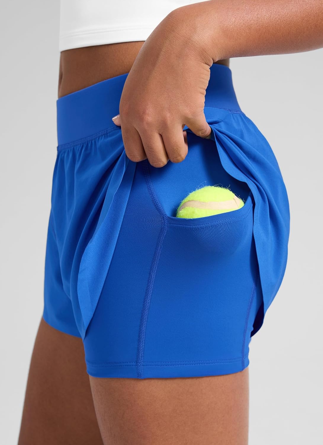 CRZ YOGA Girls Feathery-Fit Soft 2 in 1 Dolphin Athletic Shorts - Tennis Soccer Running Casual Liner Pockets Kids Teen