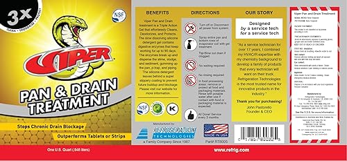 Miniatura 2 de Refrigeration Technologies Viper - Tratamiento de bandeja y drenaje de 1 cuarto de galón RT800S o 1 galón RT800G amarillo (1 cuarto de galón, 1)