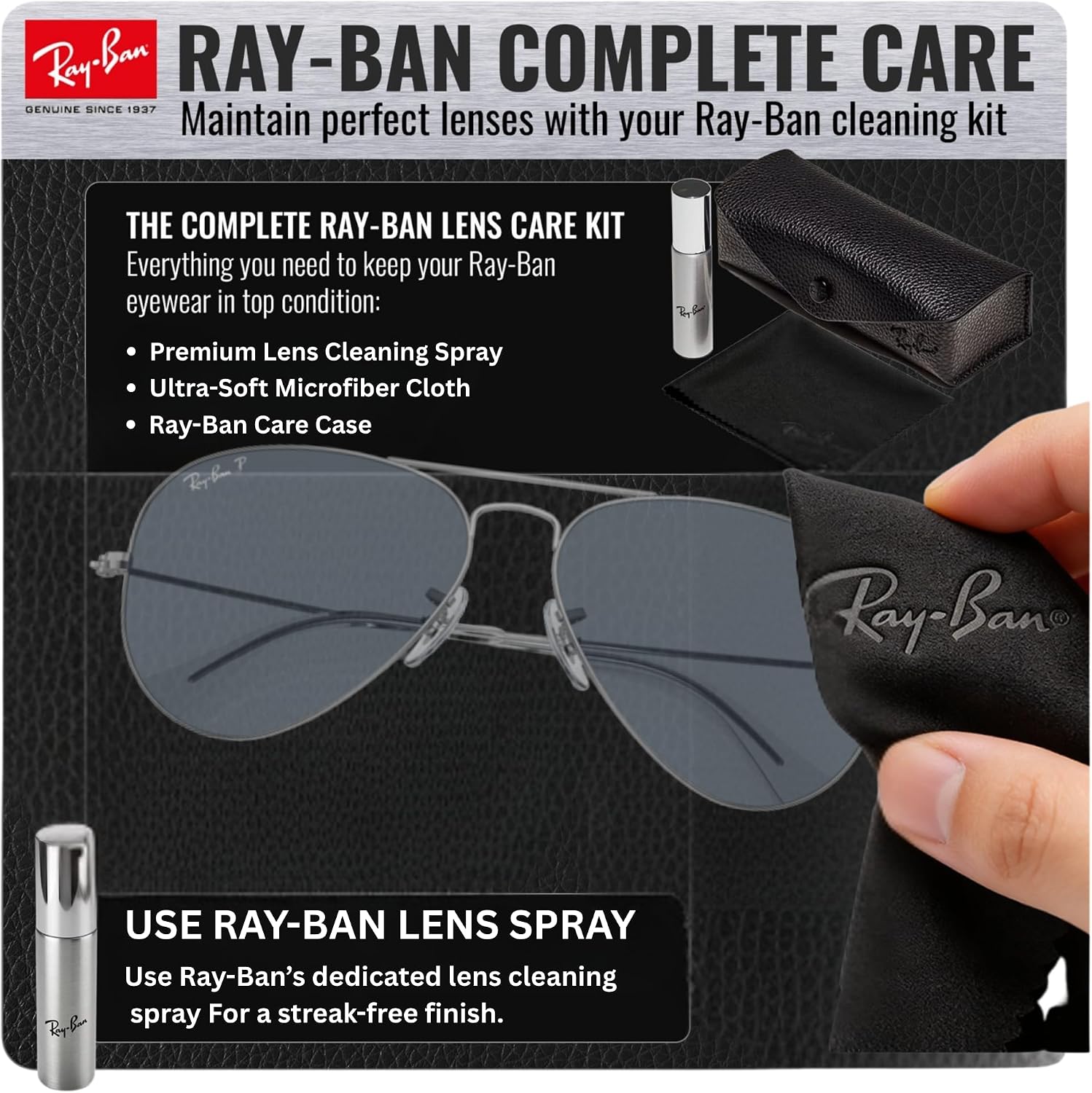 Ray-Ban RB3025 CLASSIC AVIATOR POLARIZED Sunglasses with Official Kit image 6