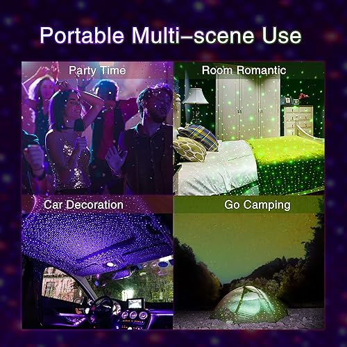 Miniatura 3 de 2 piezas de proyector de estrellas de luz nocturna, accesorios de coche para mujeres y hombres, luces LED románticas para el interior, luces