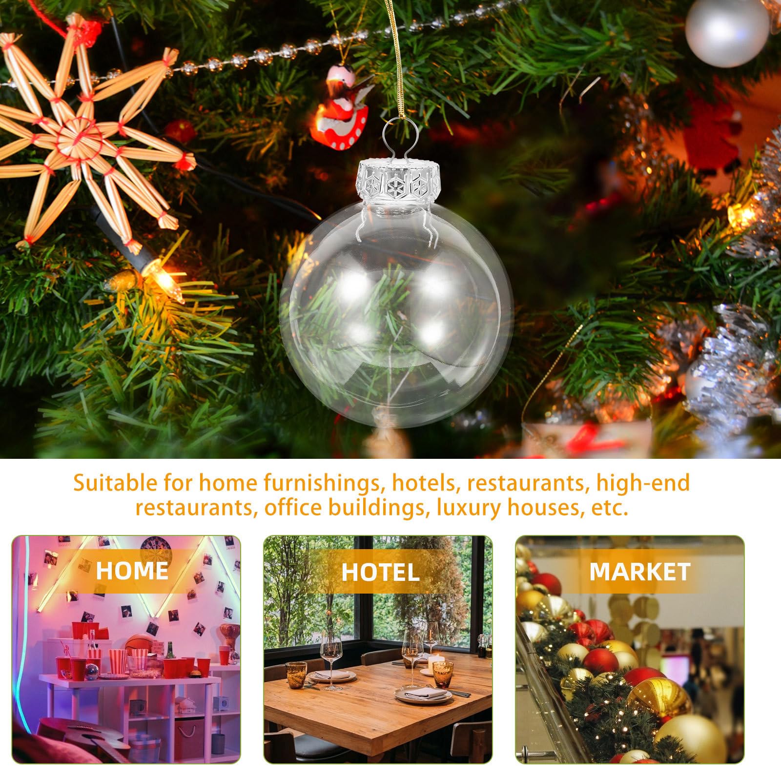 Ciieeo 25er Set Klare Füllbare Kugeln 8 cm, Bastel-Glaskugeln für Weihnachtsbaum, Party, Hochzeit und Wohndeko