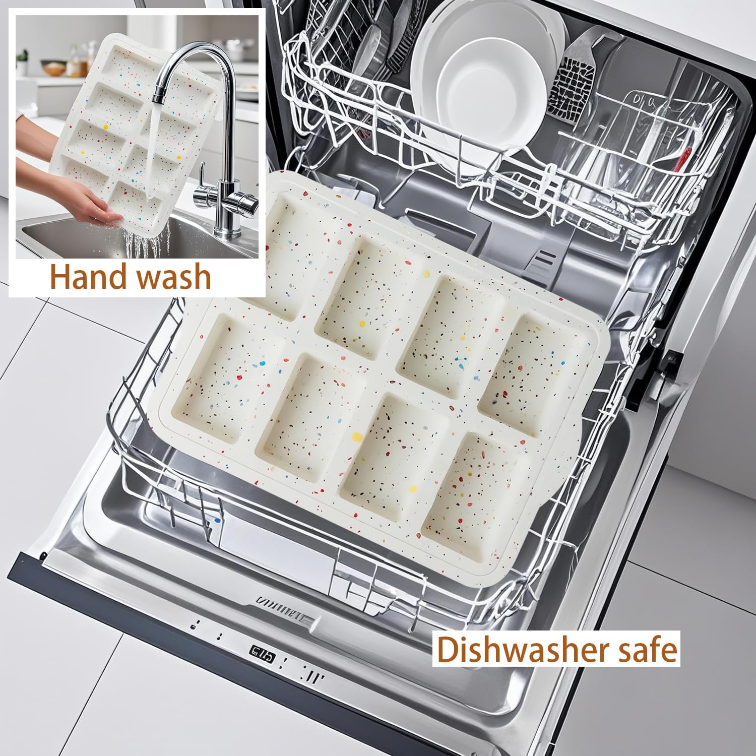 AVIDON Silicone Mini Loaf Pans, Nonstick silicone baking molds for baking small cakes, loaf, bread, 8 Cavity small Meatloaf Pans 2 packs