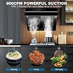 Tieasy Under Hotte de portée Cabinet 30 inch,Hotte de cuisine de Mount Wall 900 CFM avec chauffage fonction de nettoyage automatique, Gesture & Touch Control,Verre trempée 3 Ventilateur d'échappement de vitesse, Filtres à explosion