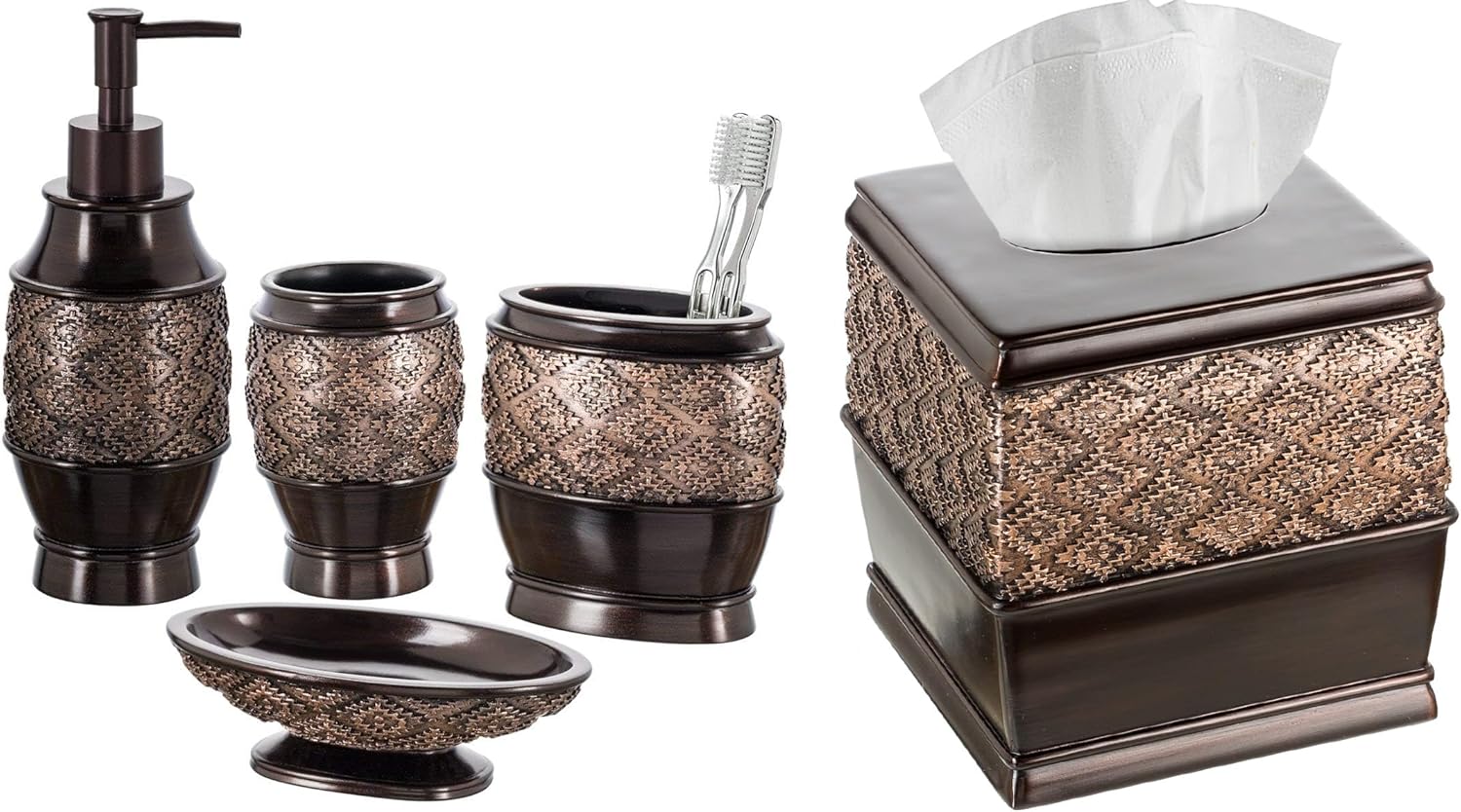 Amazon.com: Creative Scents Dublin Brown Bathroom Accessories Set ...