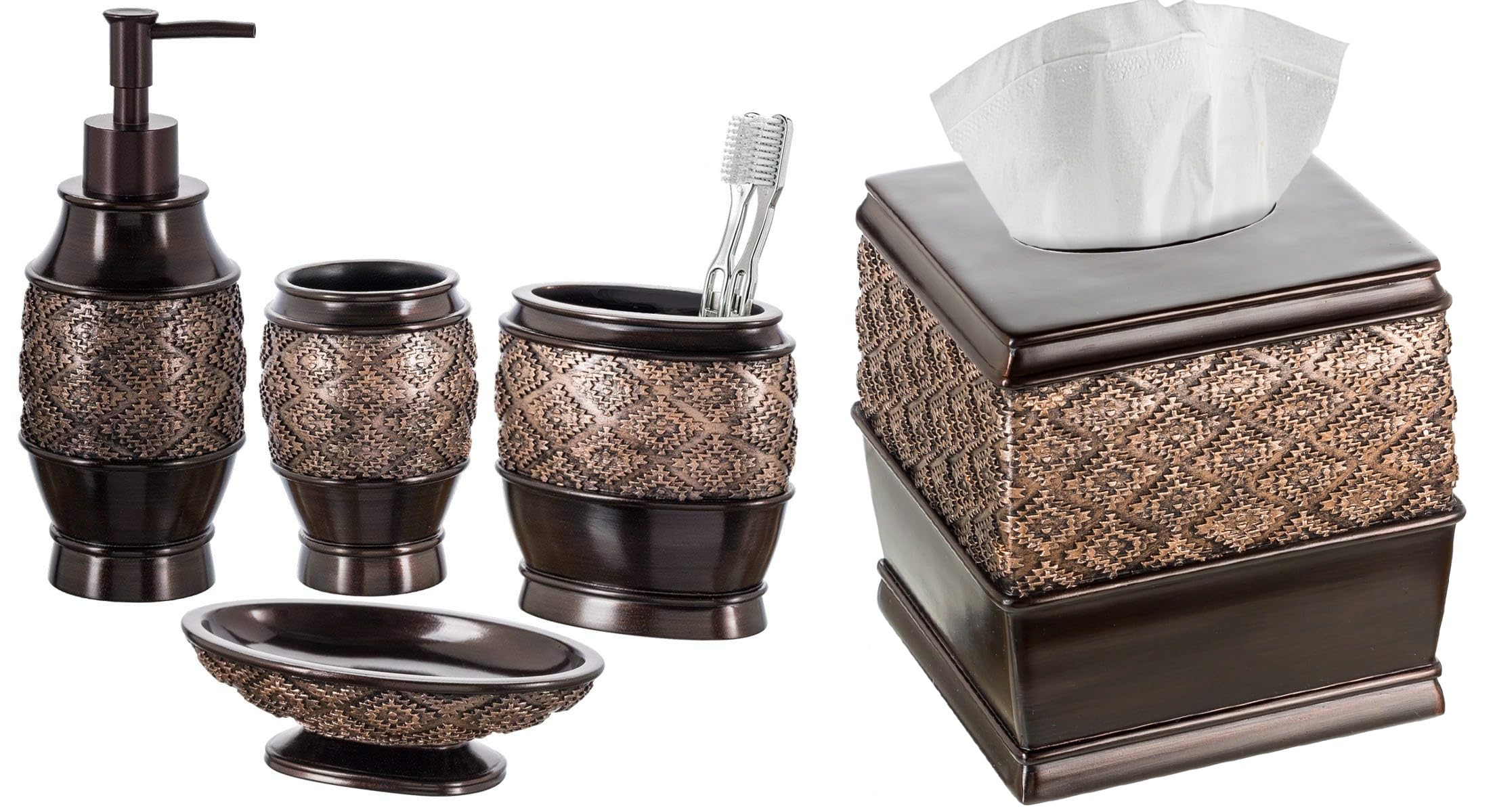 Amazon.com: Creative Scents Dublin Brown Bathroom Accessories Set ...