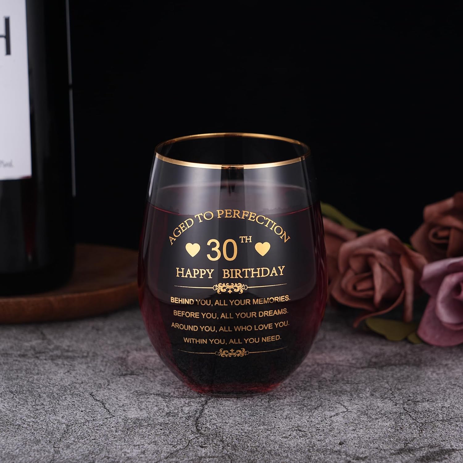 Inspirational 30th Birthday Gifts for Women Men 15oz Wine Tumbler Red Wine Glass Cup Behind You All Your Memories Before You All Your Dreams 1996 30 Years Old Birthday Present (30th) - Image 6